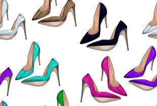 Seamless Pattern - All over background with stiletto shoes in various bright colors